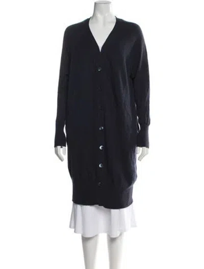 Pre-owned Max Mara Cashmere V-neck Sweater In Blue
