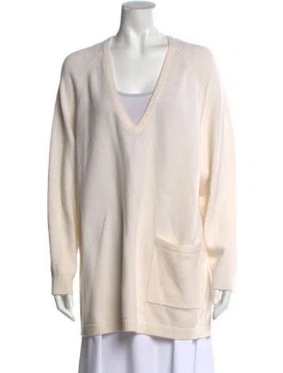 Pre-owned Max Mara Cashmere V-neck Sweater In Neutral