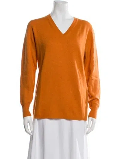 Pre-owned Max Mara Cashmere V-neck Sweater In Orange