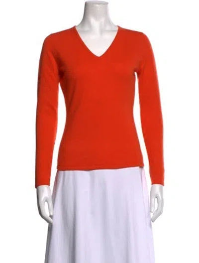 Pre-owned Max Mara Cashmere V-neck Sweater In Orange