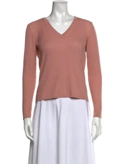 Pre-owned Max Mara Cashmere V-neck Sweater In Pink