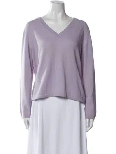 Pre-owned Max Mara Cashmere V-neck Sweater In Purple