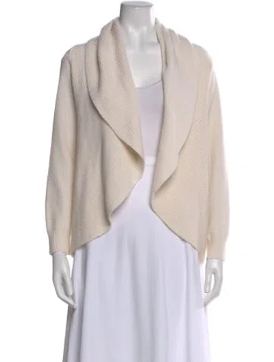 Pre-owned Max Mara Cashmere V-neck Sweater In White