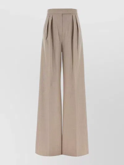 Max Mara Sand Stretch Cashmere Zulia Wide-leg Pant In Neutral