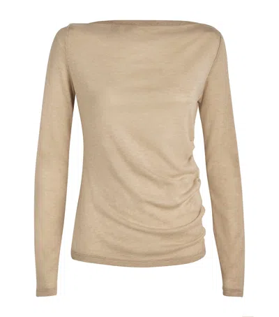 Max Mara Cashmere-wool Cinched Sweater In White