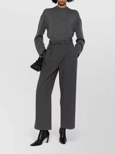Max Mara Cashmere Wool Crew Neck Long Sleeve Sweater In Black