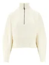 Max Mara Half-zip Ribbed Pullover In Brown