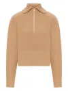 Max Mara Ribbed Zip-neck Sweater In Brown