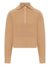 Max Mara Ribbed Zip-neck Sweater In Brown