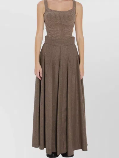 Max Mara Cashmere Wool Sleeveless Cropped Knitted Top In Brown