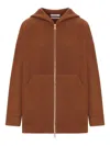 Max Mara Knitwear Hoodie With Long Sleeves And Pockets In Brown