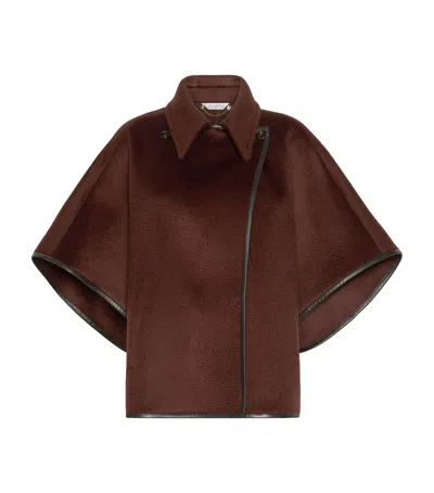 Max Mara Cashmere Wrap-front Cape In Brown