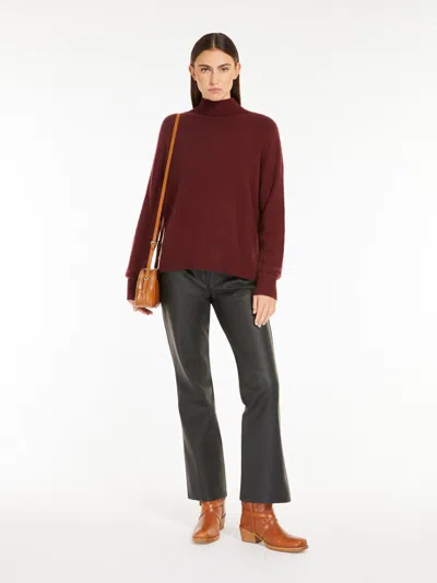 Max Mara Cashmere Yarn Polo-neck Sweater In Bordeaux