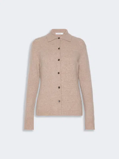 Max Mara Cashmere Yarn Shirt-cut Cardigan In Sand