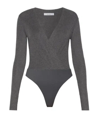 Max Mara Cashmere Yarn Sweater Bodysuit In Black