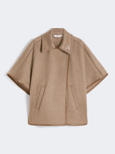 Max Mara Cashmere Zibeline Cape In Brown
