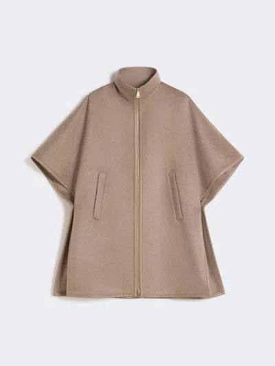 Max Mara Cashmere Zibeline Cape In Brown