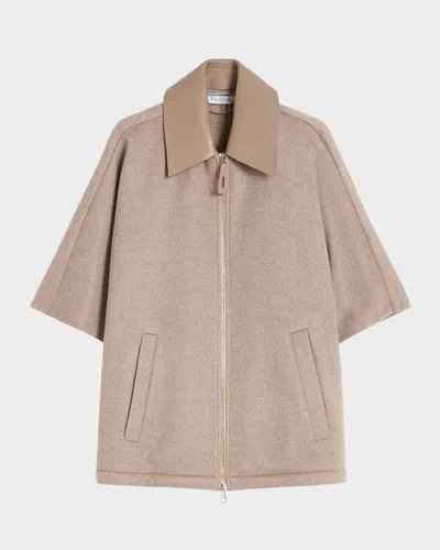 Max Mara Cashmere Zibeline Cape In Brown