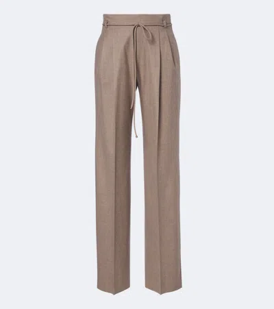 Max Mara Cashmere-blend Straight Pants In Brown