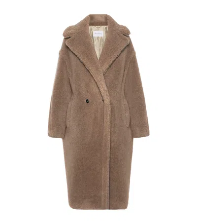 Max Mara Cashmere-silk Teddy Coat In Neutral