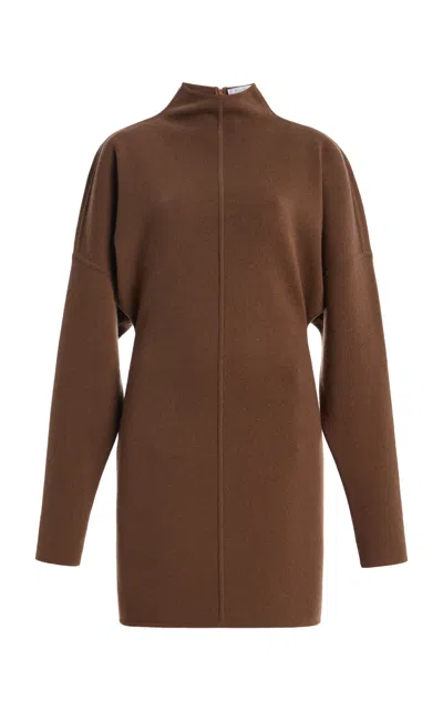 Max Mara Cashmere-wool Short Dress In Brown