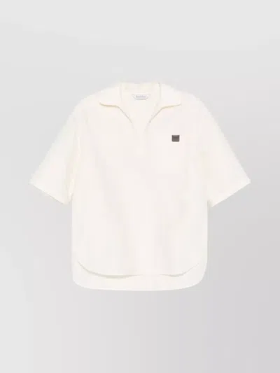 Max Mara Casual Collared Neck Curved Hem Top In Yellow