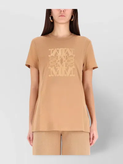 Max Mara Casual Crew Neck T-shirt For Everyday Wear In Nude