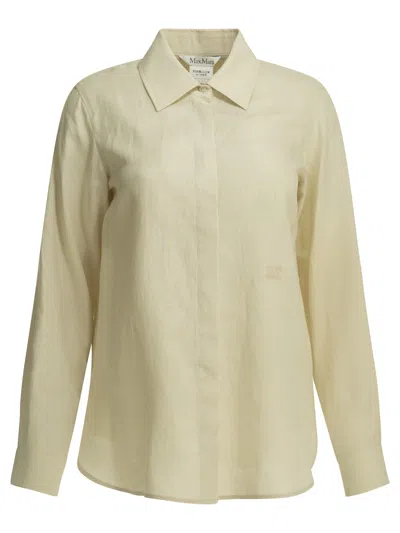 Max Mara Casual Linen Shirt In Neutral