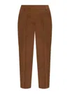 Max Mara Slim Fit Cropped Trousers Front Pleats In Brown