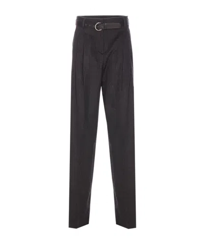 Max Mara Casual Pants With Belt Loops In Black