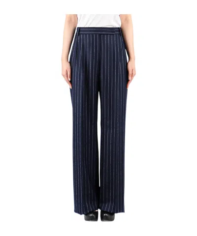 Max Mara Casual Pants With Belt Loops In Blue