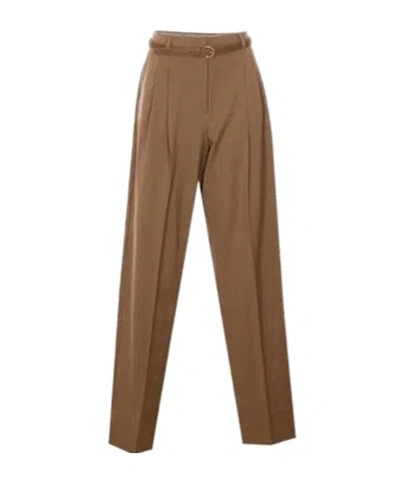 Max Mara Casual Pants With Belt Loops In Brown