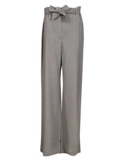 Max Mara Casual Pants With Belt Loops In Gray