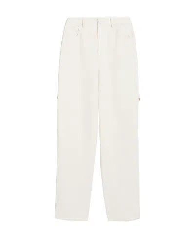 Max Mara Casual Pants With Logo Affixed In White