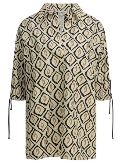 Max Mara Casual Printed Cotton Shirt Shirts Beige In Brown