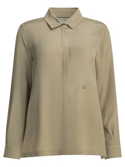 Max Mara Casual Shirt In Silk Crêpe De Chine In Green