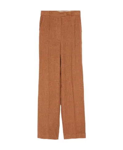 Max Mara Casual Straight Trousers In Brown