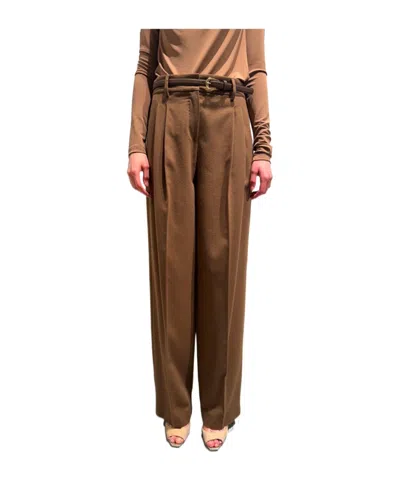 Max Mara Casual Trousers With Belt Loops In Brown