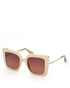 Max Mara Design Metal & Acetate Cat-eye Sunglasses In Ivory/gradient Brown