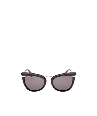 Max Mara Cat-eye Sunglasses In Shiny Black / Smoke