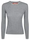 Max Mara Studio Catone Maglia Girocollo Gioiello In Gray