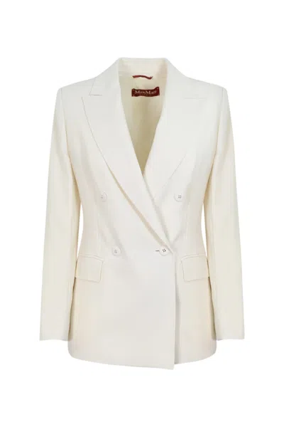 Max Mara Caucaso Wool Crepe Jacket In Bianco
