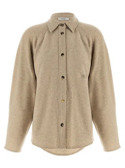 Max Mara Overshirt With Collared Neck And Long Sleeves In Neutral