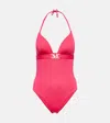 Max Mara Cecilia Embellished Swimsuit In Fuxia