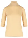 Max Mara Cecina Beige Virgin Wool Turtleneck Sweater In Beige