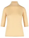 Max Mara Cecina Beige Virgin Wool Turtleneck Sweater In Beige