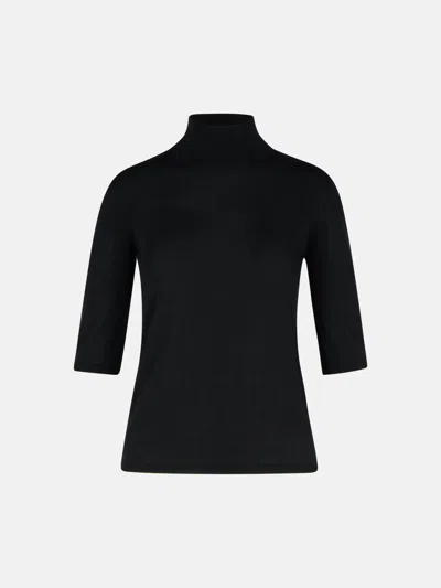 Max Mara 'cecina' Beige Virgin Wool Turtleneck Sweater In Black