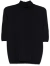 Max Mara Dark Blue Turtleneck Jumper In Blue