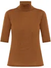 Max Mara Cecina Wool Knit Turtleneck Sweater In Brown