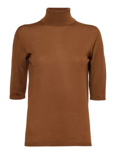 Max Mara Cecina Turtle-neck Jumper Tobacco In Brown